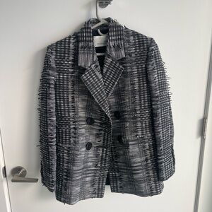Bouguessa Women's Black and Gray Blazer Jacket